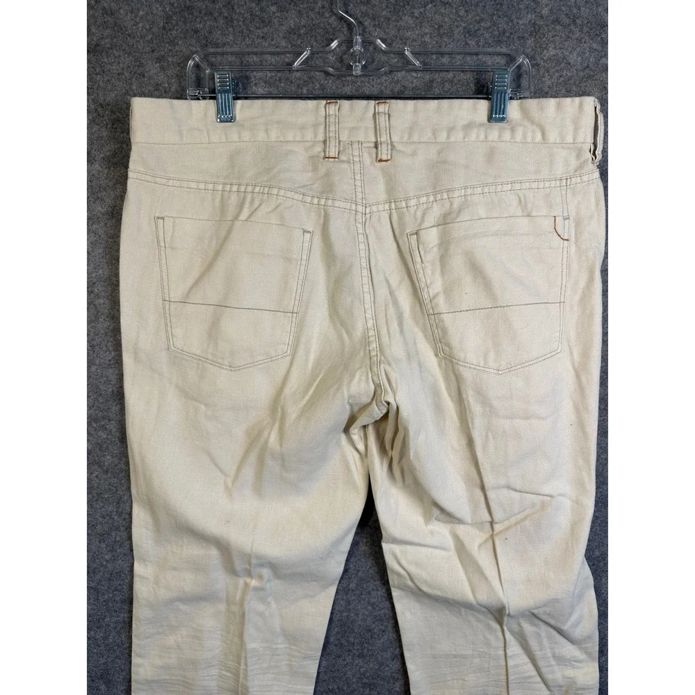 Tommy‎ Bahama Authentic Jeans Mens 36x34 Cream Cotton Linen Straight Leg Pants